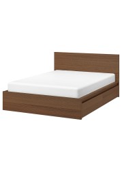 MALM Bed frame, high, w 2 storage boxes