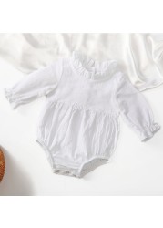 Fashion Baby Girls Romper Cotton Long Sleeve Ruffles Baby Rompers Infant Playsuit Jumpsuits Cute Newborn Clothes