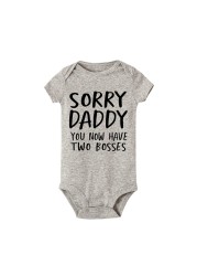 Newborn Baby Jumpsuit 0-18M Sorry Daddy As You Know Her Two Heads Funny Print Cotton Jumpsuit Baby Boy Short Sleeve Jumpsuit