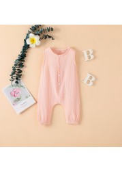 Summer Newborn Baby Boys Girls Romper Jumpsuit One Piece Solid Color Sleeveless Newborn Baby Clothes