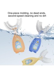 Liquid Silicone U-Shape Manual Oral Care Kids Toothbrush Cartoon Pattern Baby Teeth Cleaning Tool Children Toothbrush