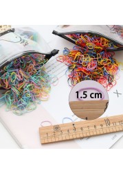 1000pcs Elastic Hair Bands Ponytail Hairband Colorful Rubber Band Scrunchies Disposable Baby Hair Accessories Cute Hair Ties