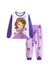 Disney Kids Pajamas Princess Anna Elsa Sleepwear Cartoon Clothing Set Long Sleeve Pajamas