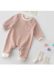 2022 Baby Cotton Soft Baby Clothes Baby Girls Boys Fashion Elegant Long Sleeve O-Neck Newborn Jumpsuit