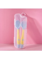 Baby Children Spoon Fork Set Soft Bendable Silicone Scoop Fork Cutlery Set Kid Training Feeding Cutlery Utensils