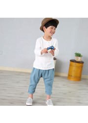 Children T-shirt Fashion Linen Pleated Boys T-shirt Children T-shirt 2022 Summer Baby Boys Girls T-shirt Children Kids Clothes