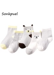 5 Pairs/Lot Baby Socks for Newborns Infant Cute Cartoon Cotton Socks Soft Summer 0-4Years Boy Girl Lovely Mesh Kids Gift CN