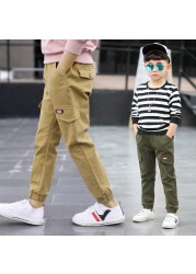 Boys Pants 2022 Autumn Cotton Long Kids 3 5 10 14 Years Children Pants New Style High Quality Pantalones Causal Cargo Pants