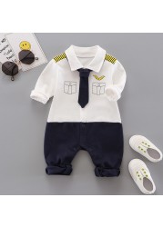 Baby check one-piece clothing children's clothing casual wear out boy baby autumn and winter cartoon clothing set