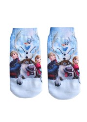 4 Pairs/Bag Kids Socks Children Frozen Socks Spring Cotton Anna Elsa Princess Cartoon Socks for Boy Girls Socks