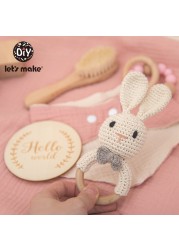 Let's Make Baby Bath Toy Set Double Sided Cotton Blanket Wooden Rattle Bracelet Crochet Toys Baby Birth Gift Products For Kids