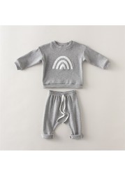 Fashion Baby Clothes Set Spring Baby Boy Girl Casual Tops Loose Sweater Trousers 2pcs Newborn Baby Boy Clothes Outfits