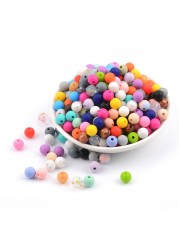 LOVKA 100pcs/lot 9mm Silicone Loose Beads Teether Beads BPA Free Food Grade Baby Teether Chew for DIY Jewelry Necklace Making