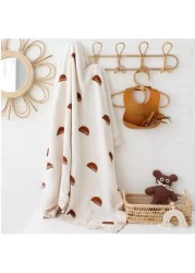 baby muslin swaddle blanket newborn beige print baby blanket infant wrap 70% bamboo 30% cotton spring summer