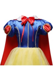 Girls Summer Princess Dress Fancy Snow White Puff Sleeve Dress Kids Birthday Party Fancy Dress Vestidos