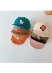 MILANCEL 2022 Spring New Kids Cap Embroidered Baseball Cap Smiley Boys and Girls Soft Brim Sunhat