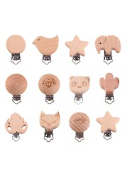 Beech Wood Pacifier Clips Teething Grasping Toy Suspender Magic Clips DIY Pacifier Clips Soother Holder Clamp Accessories