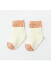 4pairs/lot Newborn Baby Boy Girl Socks Ribbed Toddler Winter Non-slip Socks 0-3 Years Kids Winter Autumn Spring Baby Girl Stuff