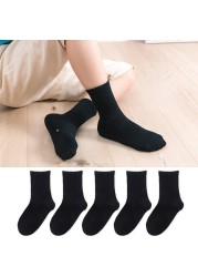 5pairs/lot Pure Color Soft Breathable Cotton Kids School Socks Girls Boys Casual Gray Black White Sports Children Socks