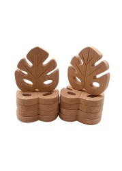 Baby Nursing Teether Accessories Beech Wood Leaves Food Grade Sensory Toy DIY Teething Jewelry Pendant Baby Teether