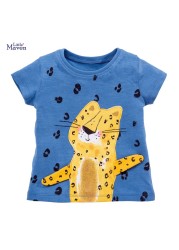 Little maven summer clothes full cotton T-shirt blue baby girls cat lovely and comfortable clothes for baby infant kids 2 to7 yea