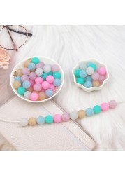 Chenkai 100pcs 15mm Silicone Beads Round Shape Beads BPA Free Teething Infant Chew Doll Pendant Pacifier Toy Accessories