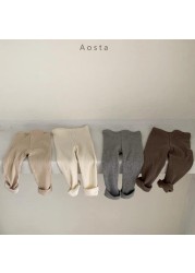 Autumn Baby Solid Pants 2021 New Infant Leggings Boy Elastic Pp Pants Toddler Girl Casual Pants Children Trousers