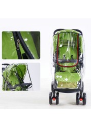 Stroller accessories waterproof rain cover transparent wind dust shield zipper open raincoat for baby stroller cover