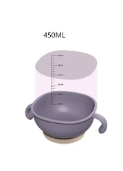 3in1 Baby Feeding/Snack/Soup Bowl with Straw Infant Learning Dishes Bowl Suction Handle Tableware Petal Deep Bowl