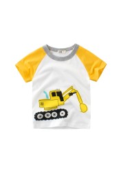 2-8 years old children's summer T-shirt, children's clothing, short-sleeved T-shirt, cartoon car T-shirt, children's cotton T-shirt