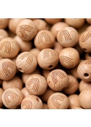 Let's Make 50pcs 16mm Cartoon Beech Wood Round Beads Necklace DIY Bracelet Safe Non-Toxic Eco Friendly Wooden Crafts Toys