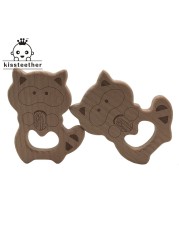 10pcs Safe Kara Teething Baby Cute Teether Antlers Design Wooden Ring Animal Shape Handmade Toy Wooden Teether - Giraffe Teether