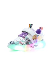 Girl shoes 2022 spring and autumn new girls ice and snow princess children Aisha LED light trend casual shoes sneakers