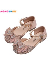 Girls Sequins Lace Bow Kids Shoes Girls Cute Pearl Princess Dance Single Casual Shoes 2021 New Children Party Wedding Shoes