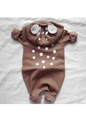 2021 New Baby Hooded Baby Rompers Cute Polka Dot Jumpsuit Toddler Baby Long Sleeve Casual Autumn Outerwear