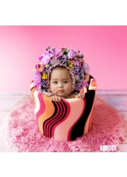 Newborn Photography Props Baby Handmade Flowers Colorful Bonnet Hat Infant Studio Shooting Photo Props Posing Accessories