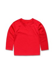 Boys Girls Full Sleeve T-Shirt Plain Cotton T-Shirt For Kids Casual Wear Kids Solid Tees Girls Tops For 2-14 Years