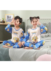 Newborn Kids Boys Girls Pajama Sets Cartoon Casual Long Sleeve Cute T-shirt Tops With Pants Toddler Baby Autumn Sleeping Clothes