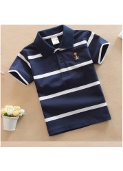 Jargazol T-shirt Children's Clothing Turn-down Collar T-shirt Summer Baby Boys Striped Color Baby Clothes