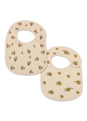 2pcs Baby Feeding Baby Bib Cartoon Printed Saliva Towel Scarf Bandana Waterproof Soft Cotton Snap Button Burp Clothes Bandana