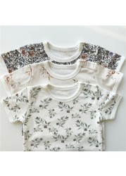 Newborn Baby Girl Boy Clothes Summer Floral Cotton Baby Clothes Sets Short Sleeve Tops T-shirt + Shorts 2pcs Baby Outfits