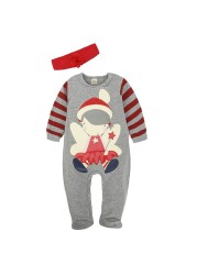 2022 Boys Girls Baby Rompers Santa Claus with Hats New Years Long Sleeve Jumpsuit Newborn Kids Clothes Childen Overall SKMY295