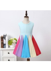 Miyabai Twirl Dress for Girls Casual Summer Dress Rainbow Baby Clothes Soft Dress for Princess Party