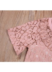 Ma & Baby - Lace Ruffled Jumpsuit For Baby Girls 0-18 Months Summer Newborn Clothes