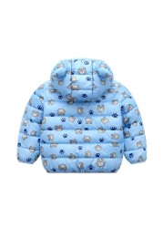 Autumn Winter Baby Kids Solid Outerwear Infant Boys Girls Hooded Jacket Coats Clothes Christmas Cotton Quilted Clothes JYF