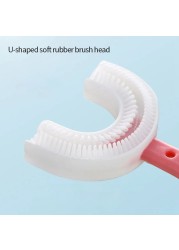 Kids Baby U-Shape Toothbrush Food Grade Silicone Infant Toothbrush 360 Degree Baby Oral Care Cleaning Guide