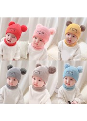 Cartoon Wool Knitted Cute Beanies Hat Fashion Baby Kids Knitted Winter Hat Cute High Elastic Warm Hat for Girls Boys