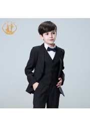 2021 spring autumn formal suit for boy set children party host wedding costume black blazer jacket pants 3pcs clothing wholesale