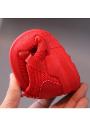 Children Lace-up Air Mesh Sneakers For Kids Lightweight Tenis Toddler Girls Red Casual Shoes Boy Running Shoes Student Shoes 4-12Y