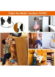 Furniture Anchors for Baby Proofing Metal Baby Proofing Furniture Straps Security Wall Anchors Kit Safe for Kids